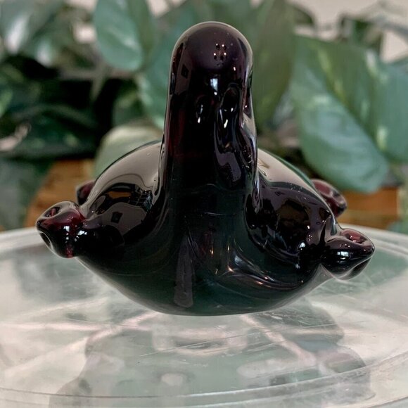 Vintage Art Glass Handblown Turtle Tortoise Paperweight Figurine Purple Burgundy - Picture 8 of 16